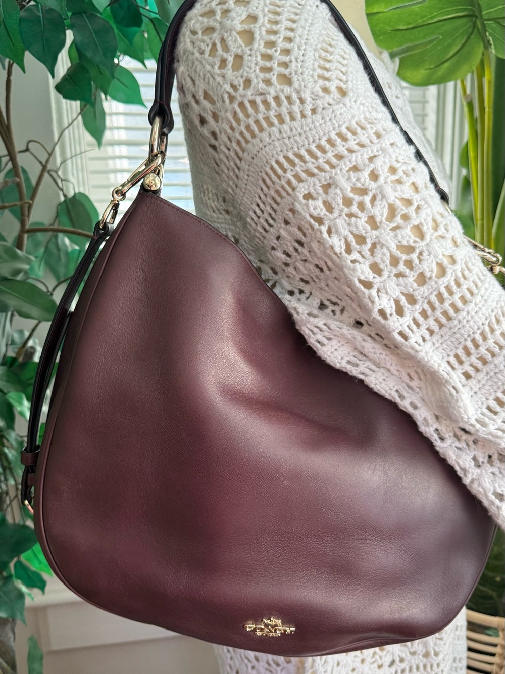 Coach Smooth Leather Hobo Bag in Deep Wine - Picture 8 of 14